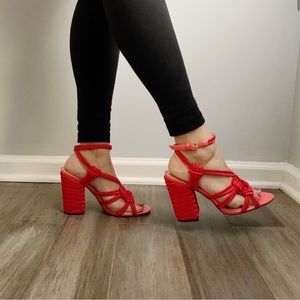 CAbi Tiptoe Red Rope Strappy Sandal Heels